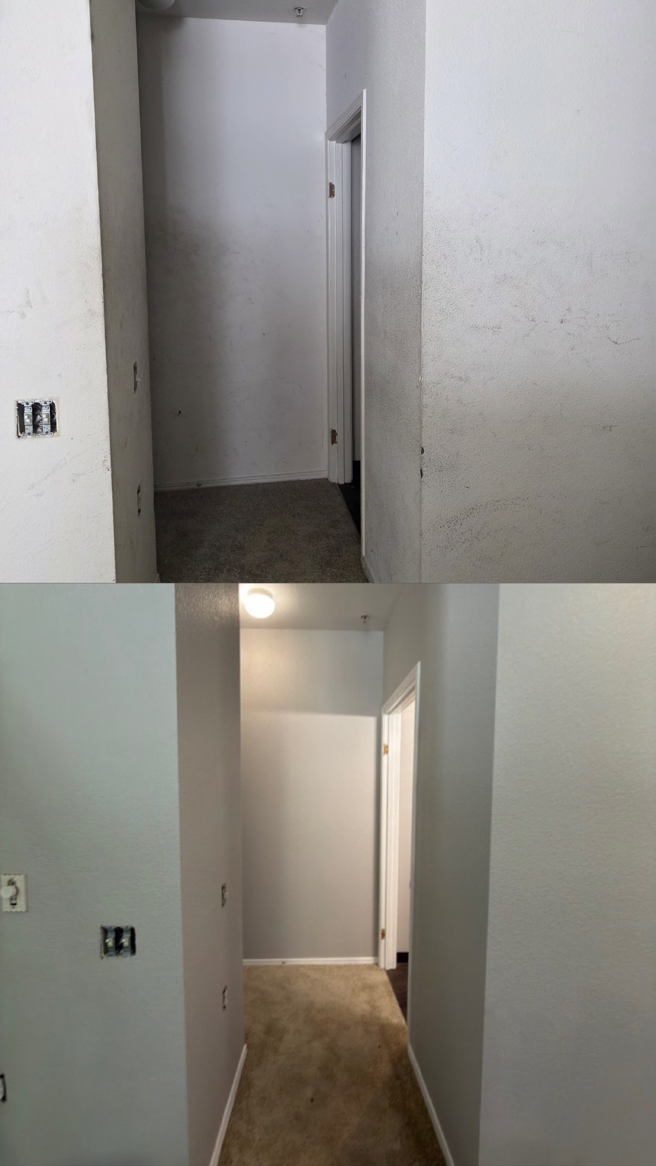 Hallway before and after repaint